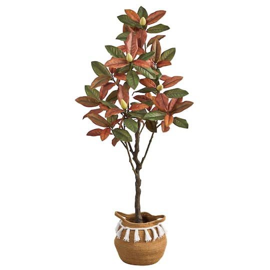 5ft. Artificial Fall Magnolia Tree with Basket